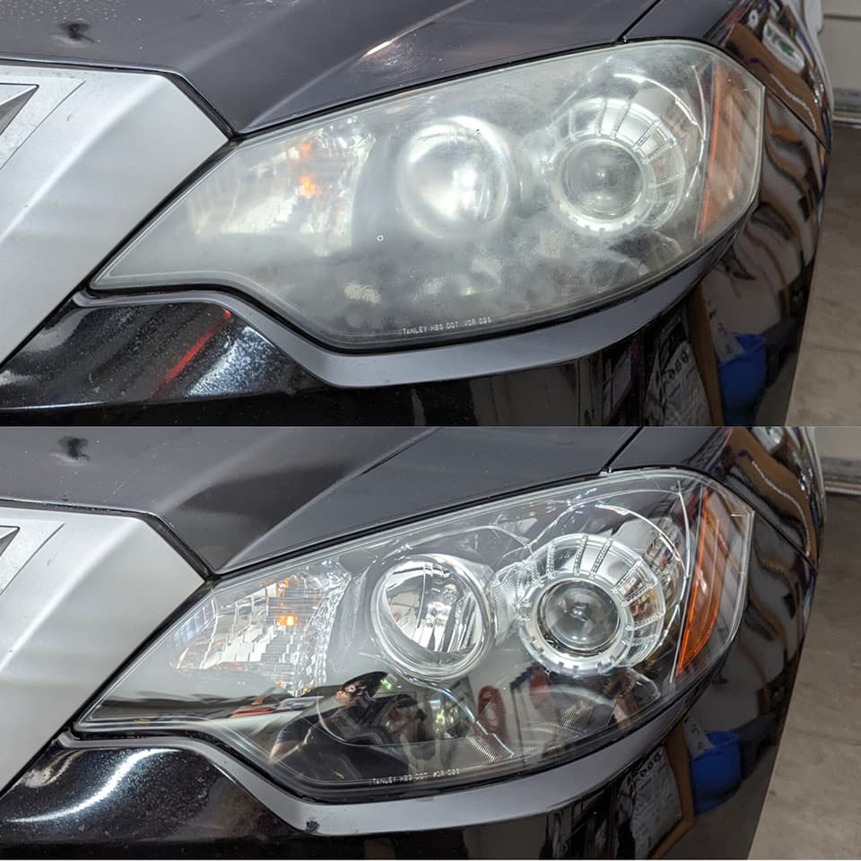 Headlight restoration before and after